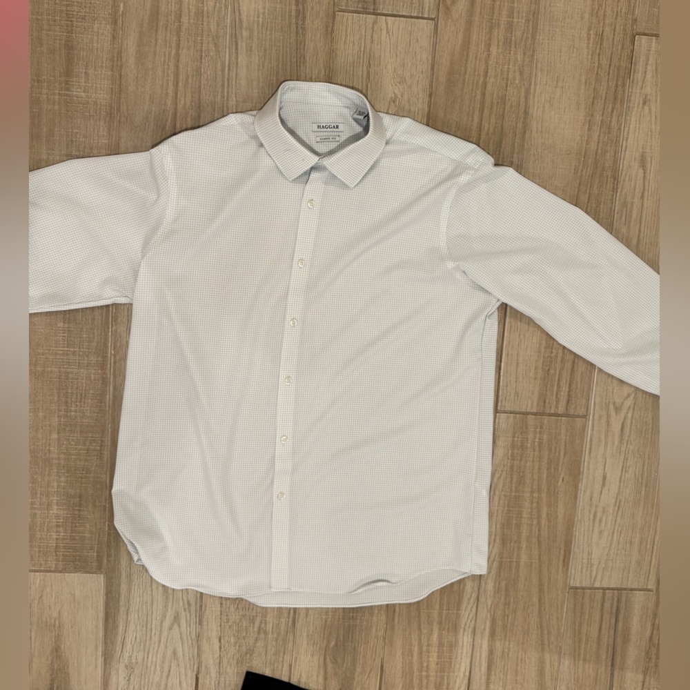 Haggar White Dress Shirt Classic Cotton